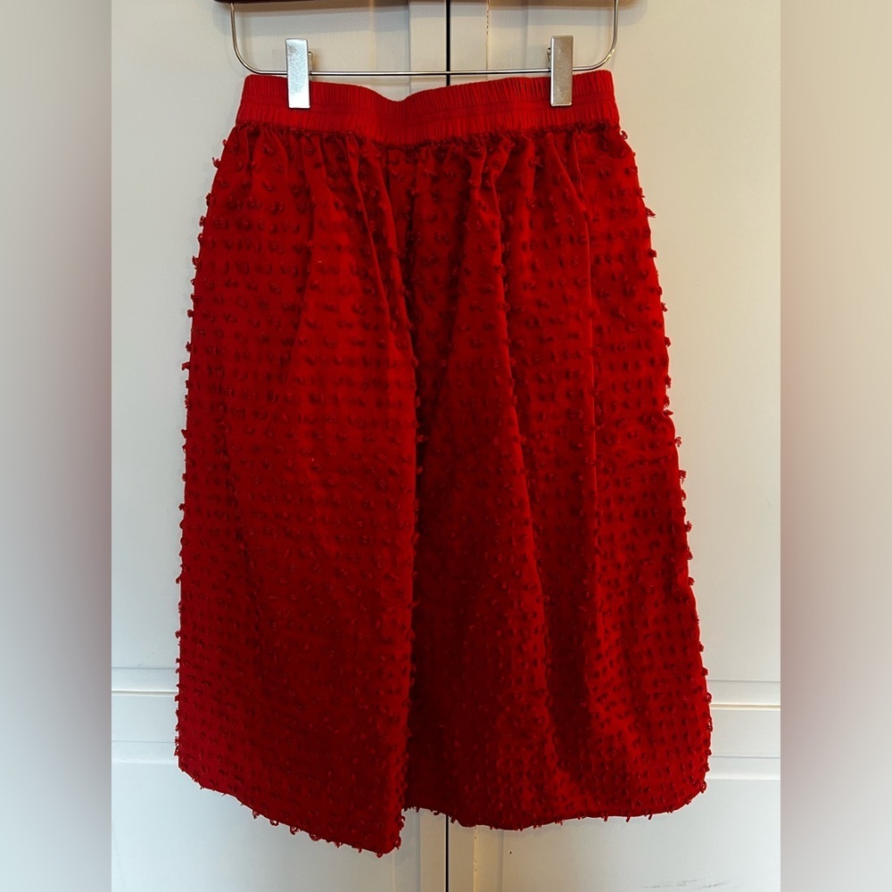 J. Crew Skirt Women's Size 0 Clip Dot Pleated‎ Midi Skirt Rust Cotton Pockets - Picture 4 of 5